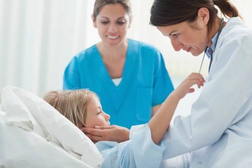A provider gives care to a child.