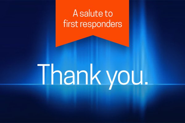 An image shows "thank you" in relation to the Salute to First Responders.