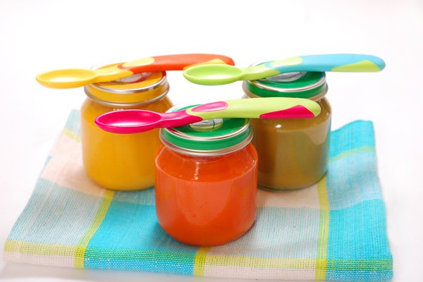 Containers of baby food.