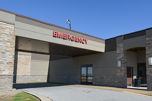 The emergency entrance of the Barton County Hospital
