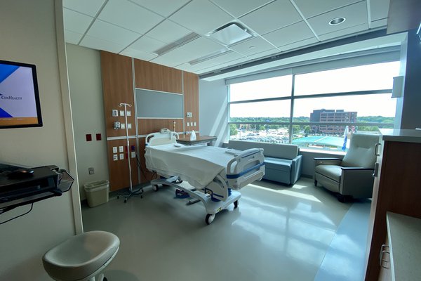 A photo shows Cox South's new Cardiovascular Observation Unit.