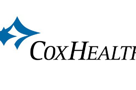 CoxHealth's logo is blue, black and white.