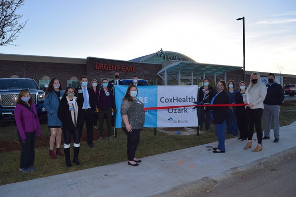 An image shows a ribbon cutting for CoxHealth Ozark.