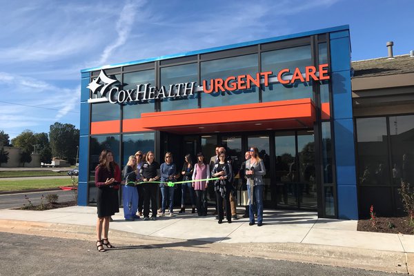 A photo shows the ribbon cutting at CoxHealth Urgent Care.