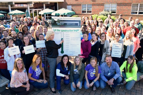 Cox College students, faculty and staff gather to celebrate the donation's announcement.