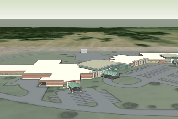 A rendering shows the design of the new Cox Monett Hospital.