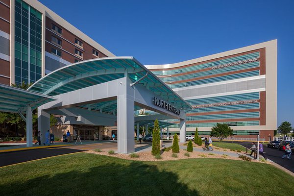 The north entrances of Cox South Hospital.