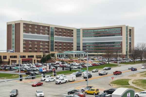 The image shows the front of Cox Medical Center South in Springfield, Missouri.