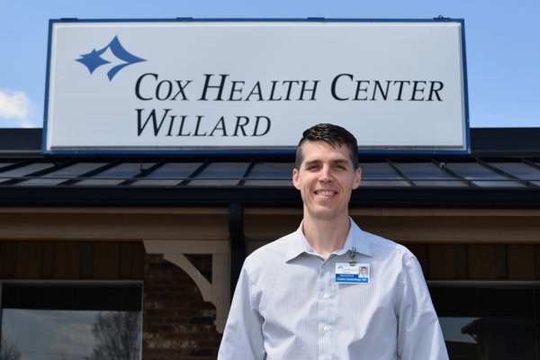 Corbin VanDeWege stands outside CoxHealth Center Willard