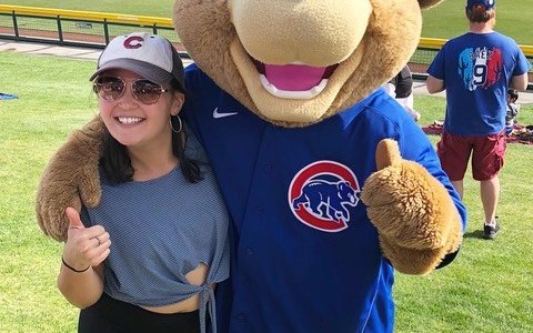 Dr. Kim with Chicago Cubs mascot