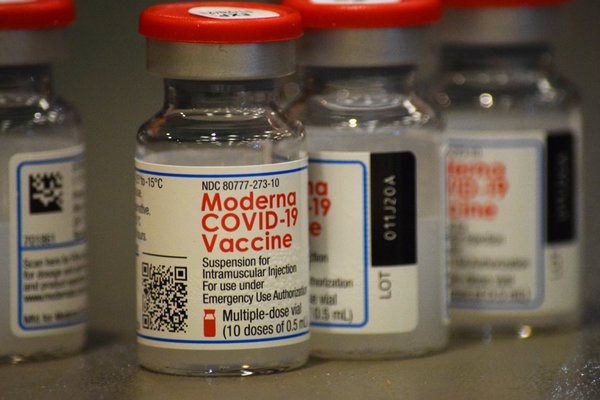 An image shows vials of the COVID-29 vaccine.