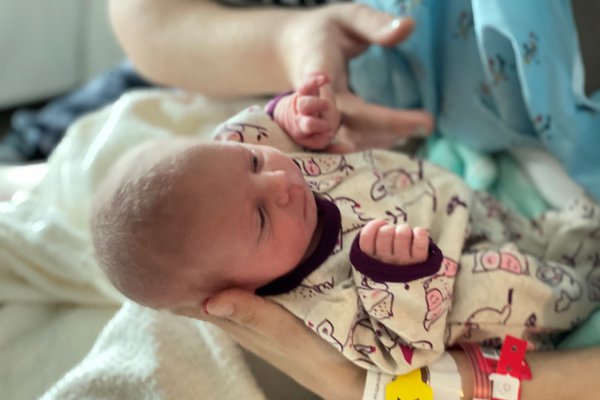 A photo shows the first baby born at a hospital in Springfield in 2021.