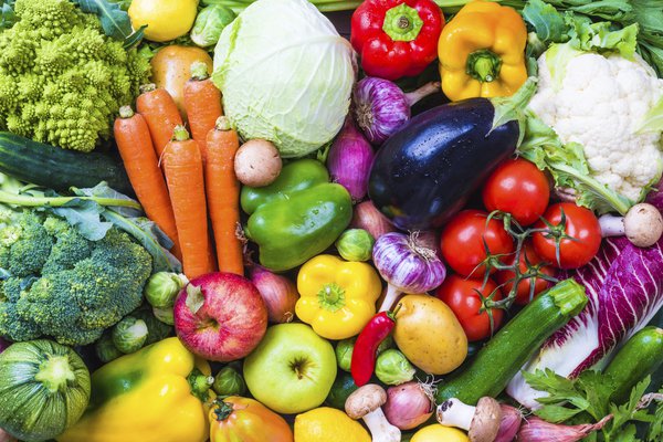 A photo shows fruit and vegetables.