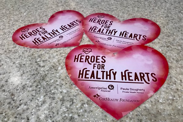 A photo shows paper hearts for sale during Heroes for Healthy Hearts.