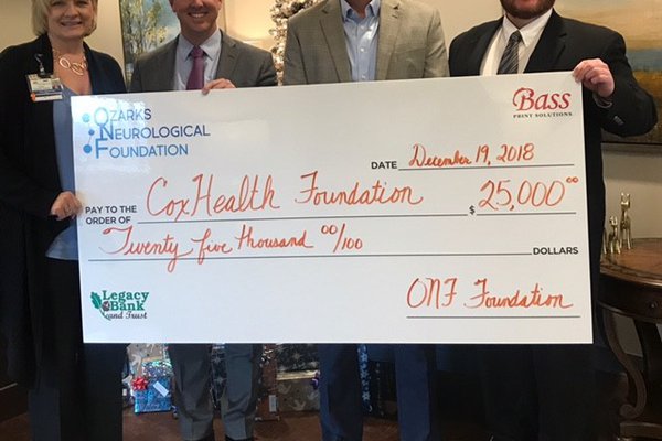 ONF recently made a check presentation to the CoxHealth Foundation.