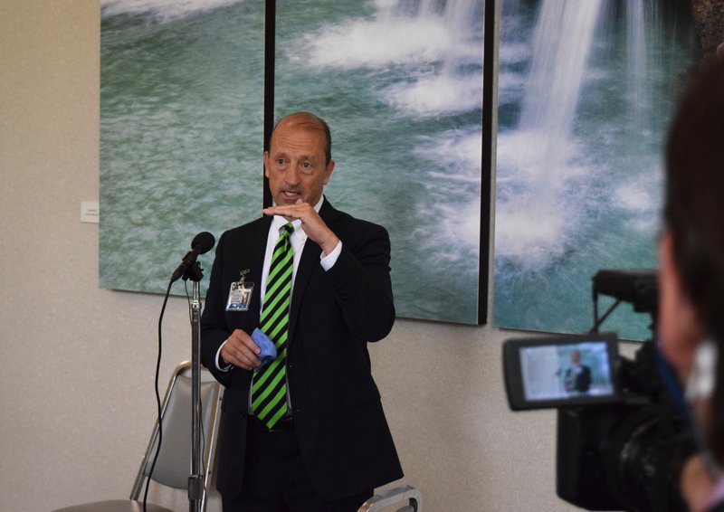 President and CEO Steve Edwards addresses media on Tuesday.