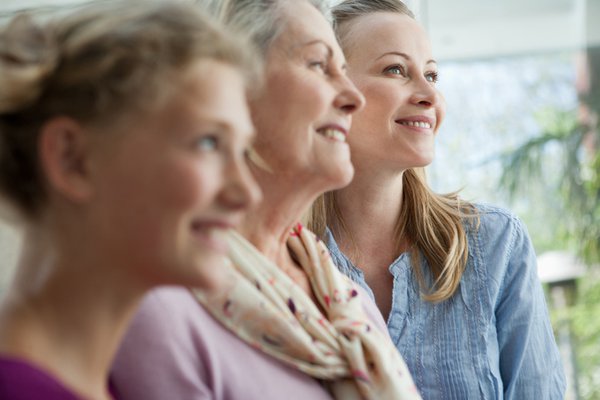 Three women sit together.