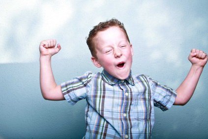 Boy cheering